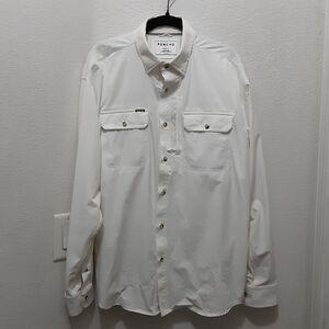 Poncho Magnetic Pockets White Button Long Sleeve FLAWS